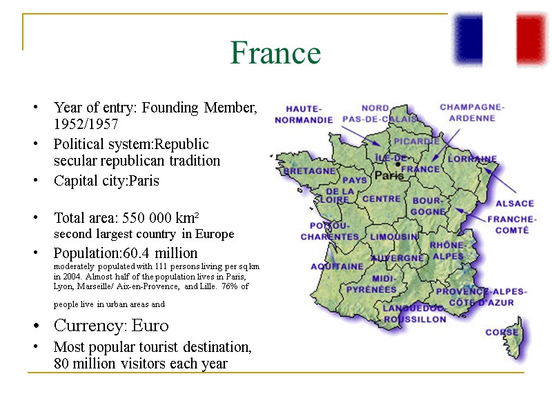 France Year of entry: Founding Member, 1952/1957 Political system:Republic secular republican tradition Capital city:Paris